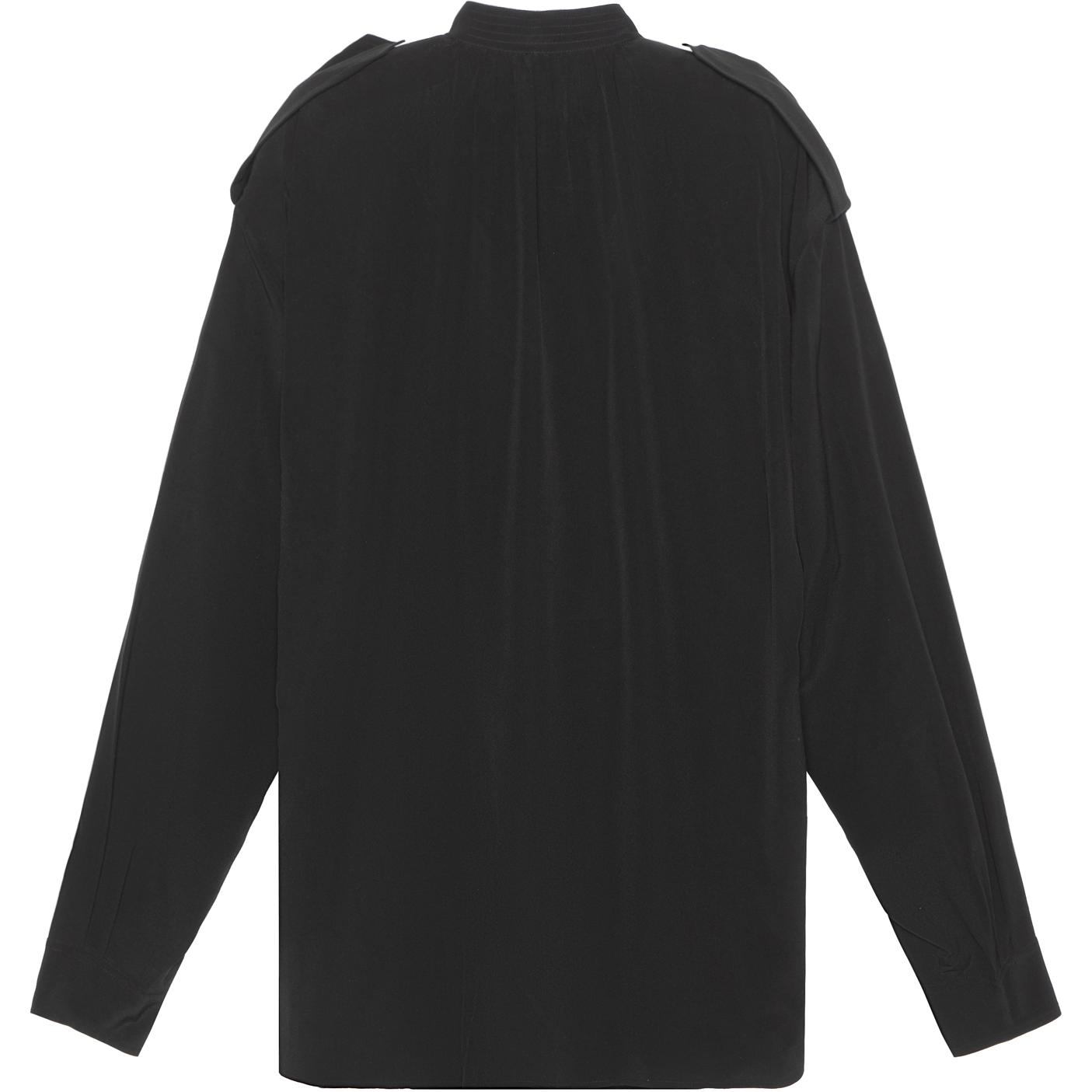 (Women) Burberry Black Silk Crêpe Long-Sleeve Shirt with Epaulette Details 80433431 圖 3