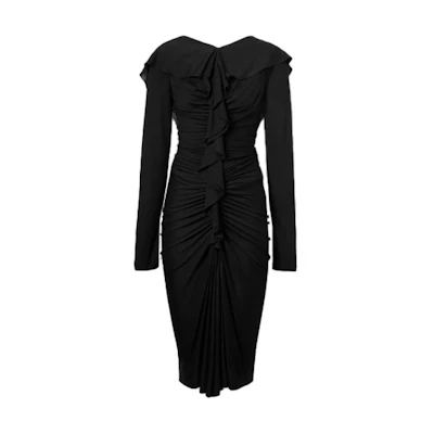 (Women) Burberry Black Silk Pleated Long Sleeve Dress 80394811