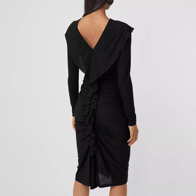 (Women) Burberry Black Silk Pleated Long Sleeve Dress 80394811 圖 5