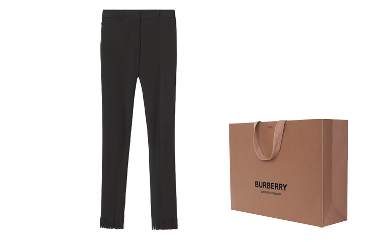 Cheap (W) 버버리 블랙 슬림핏 프린지 디자인 캐주얼 팬츠 80473511