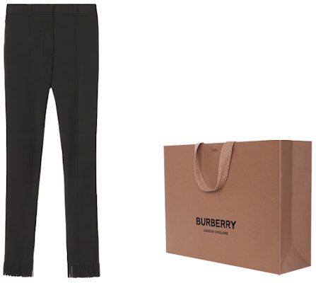 (Women) Burberry Black Slim Fit Fringe Design Casual Pants 80473511 Cheap (Women) Burberry Black Slim Fit Fringe Design Casual Pants 80473511