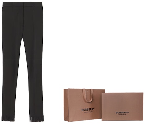 (Women) Burberry Black Slim Fit Fringe Design Casual Pants 80473511 1