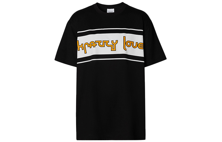 (Women) Burberry Black Slogan Print Oversized Cotton T-Shirt 80360401