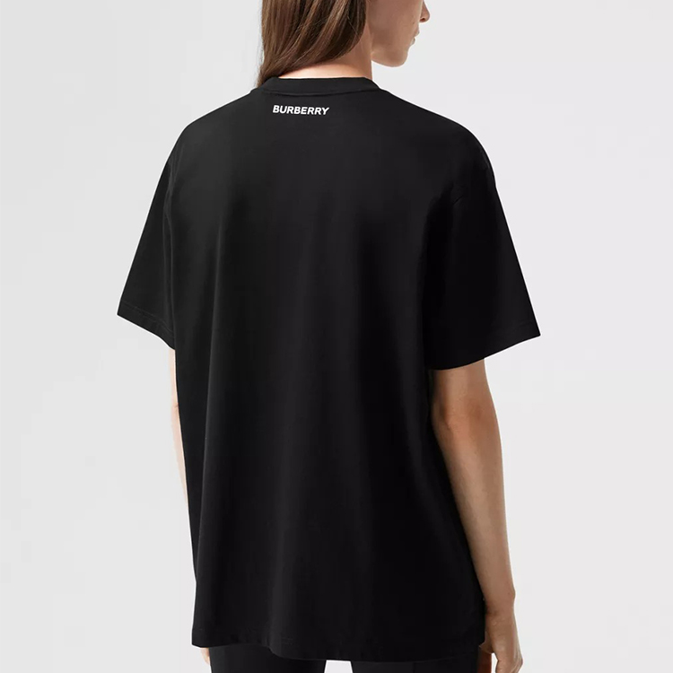 (Women) Burberry Black Slogan Print Oversized Cotton T-Shirt 80360401 圖 4