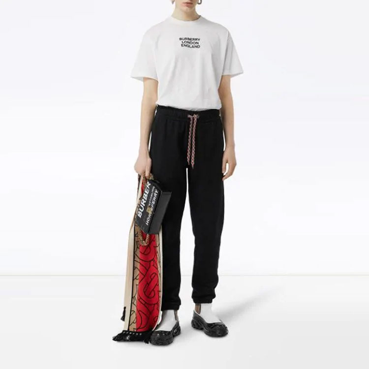 Purchase (W) Pantalones Jogger Burberry Negros de Punto Sólido de Pierna Recta. 80199911