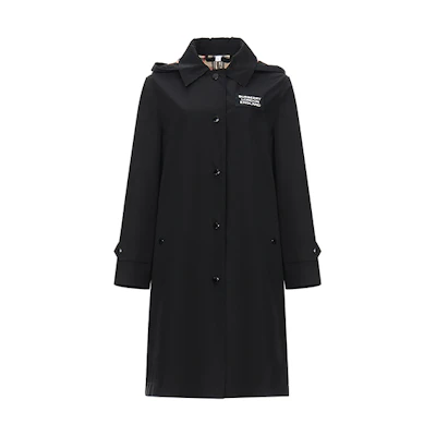 (Women) Burberry Black Solid Logo Print Hooded Jacket 80227311