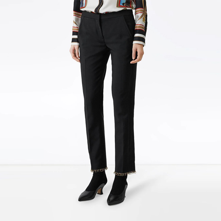 (Women) Burberry Black Straight-Leg Pants with Metallic Detailing. 80171481 圖 4