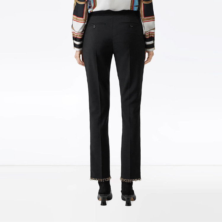 (Women) Burberry Black Straight-Leg Pants with Metallic Detailing. 80171481 圖 5