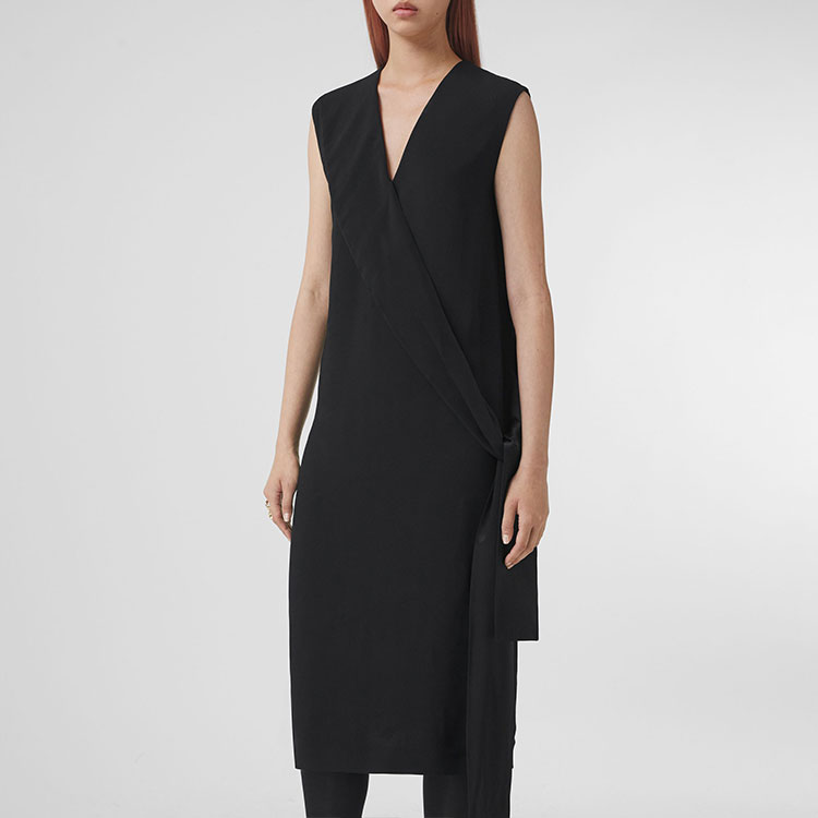 (Women) Burberry Black V-Neck Sleeveless Satin A-Line Dress. 80439551 圖 4