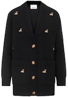 (Women) Burberry Black Wool-Cashmere Cardigan Jacket with Deer Pattern 80322671 (Women) Burberry Black Wool-Cashmere Cardigan Jacket with Deer Pattern 80322671