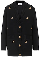 Order (Women) Burberry Black Wool-Cashmere Cardigan Jacket with Deer Pattern 80322671