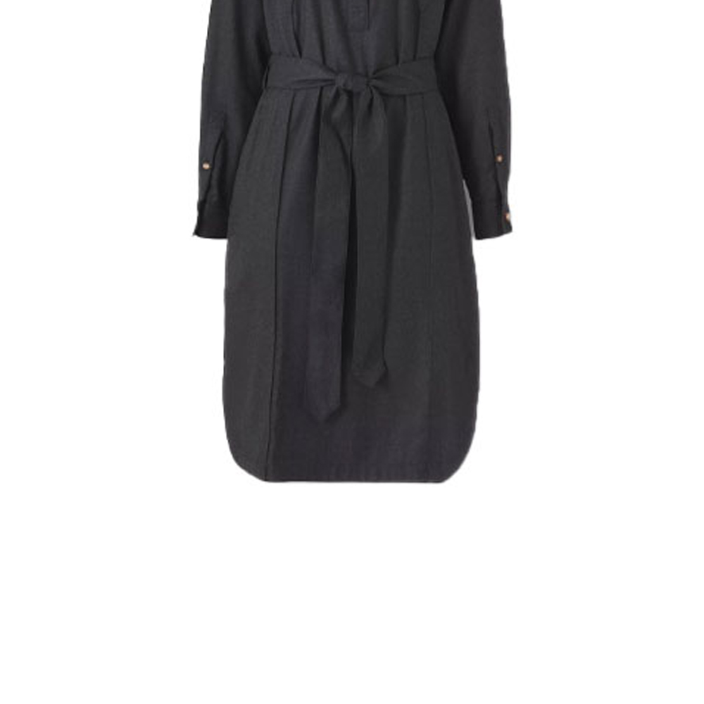 (Women) Burberry Black Wool Belted Button-Up Long-Sleeve Dress with Logo Design 80448301 圖 7