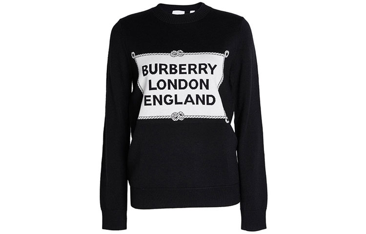 Order (W) Burberry 黑色羊毛毛衣帶嵌花馬具設計 80244211