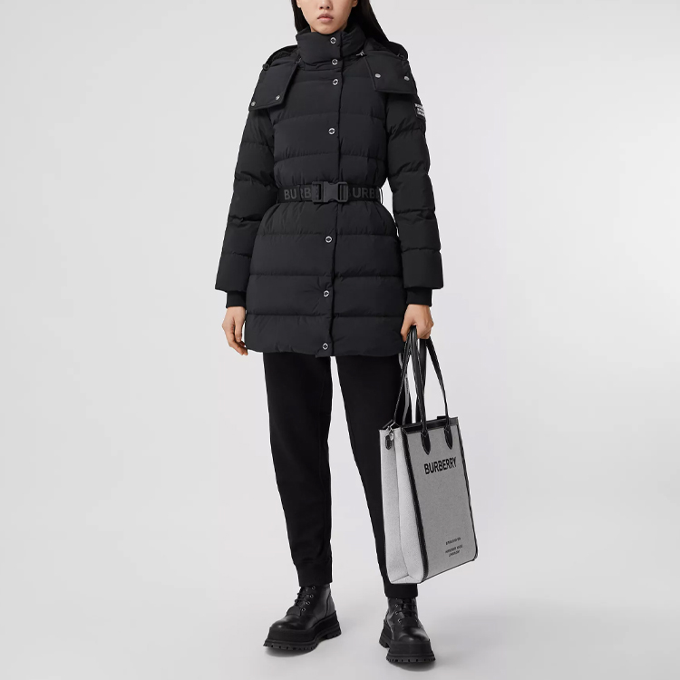 Lookbook (W) Burberry 黑色中長款拉鍊羽絨外套附可拆卸帽 80186901