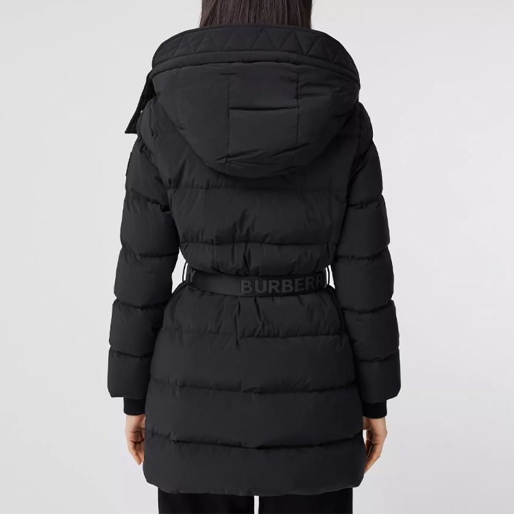 Purchase (W) Burberry 黑色中長款拉鍊羽絨外套附可拆卸帽 80186901