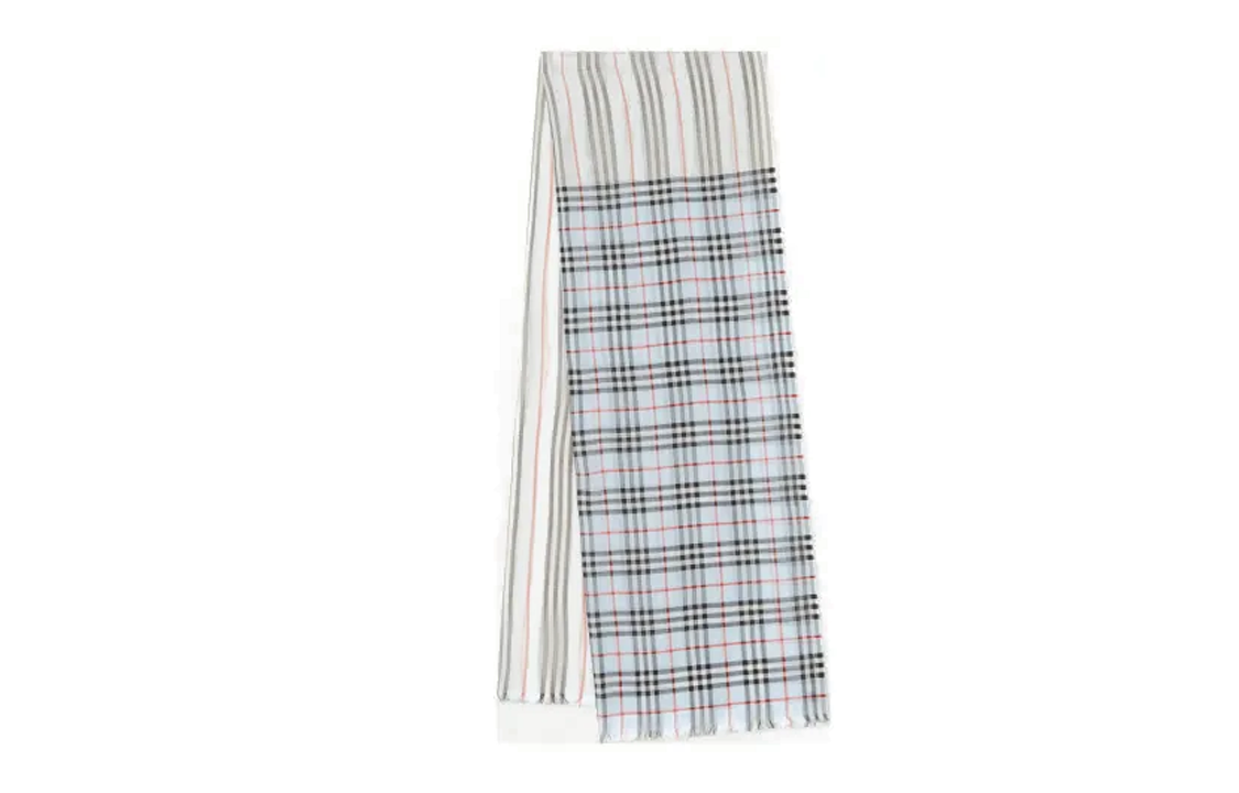 (Women) Burberry Blue Checkered Knit Scarf with Letter Logo for Women. 80159931 圖 2