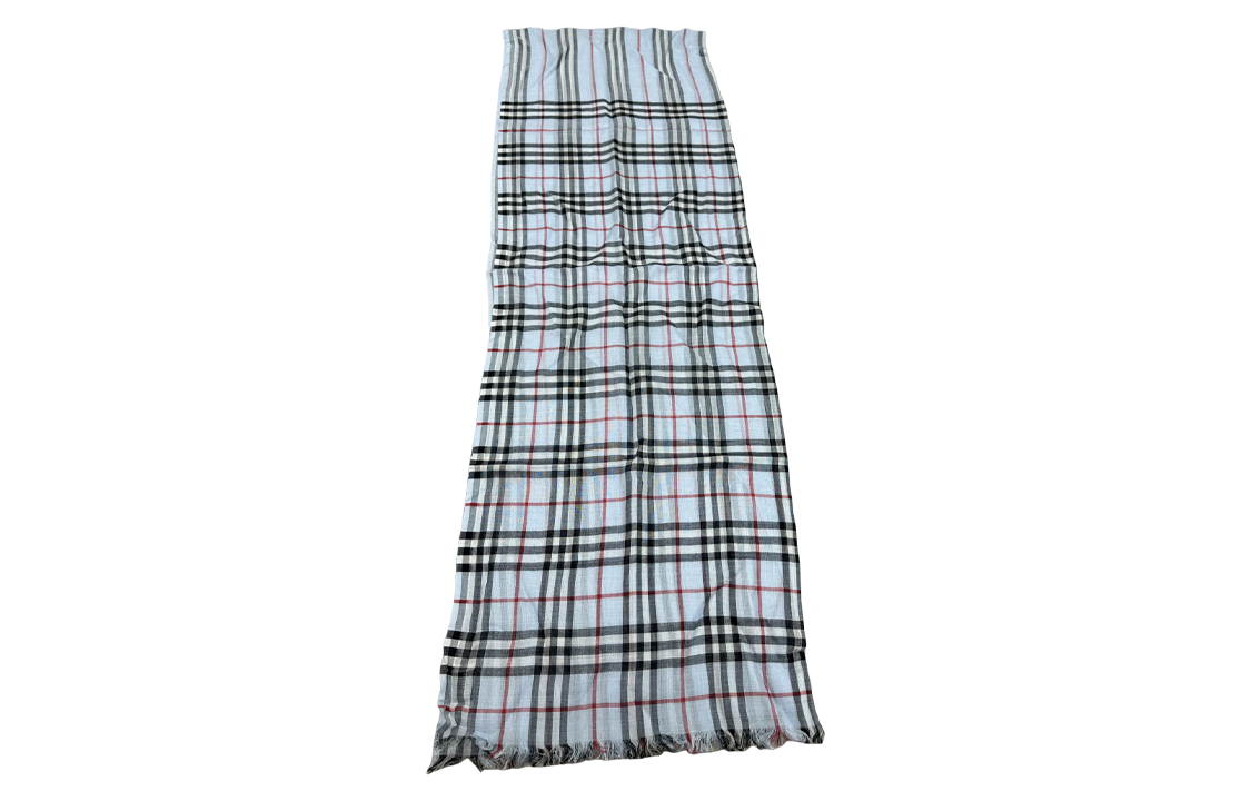 (Women) Burberry Blue Checkered Knit Scarf with Letter Logo for Women. 80159931 圖 3