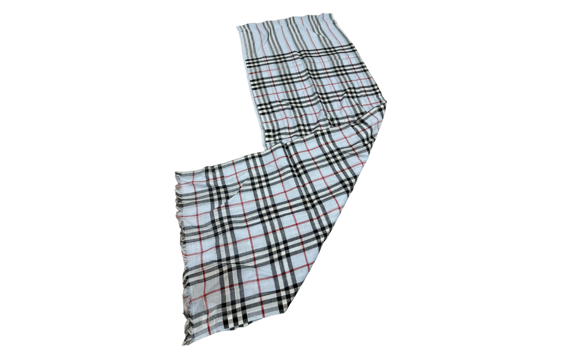 (Women) Burberry Blue Checkered Knit Scarf with Letter Logo for Women. 80159931 圖 4