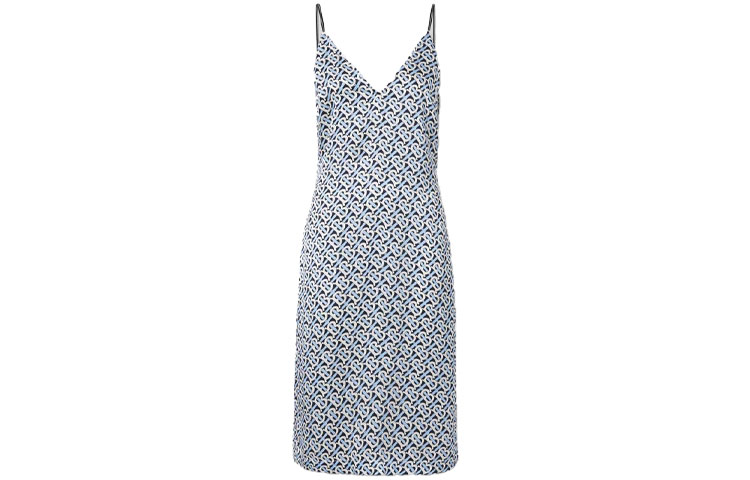 (Women) Burberry Blue Letter Print V-Neck Sleeveless Midi Dress 80487851 圖 2
