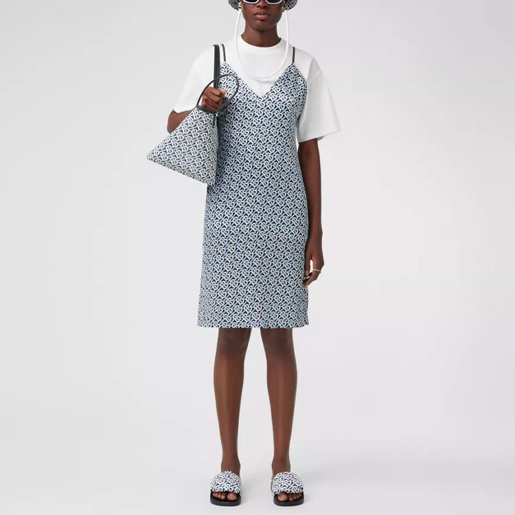 (Women) Burberry Blue Letter Print V-Neck Sleeveless Midi Dress 80487851 圖 3