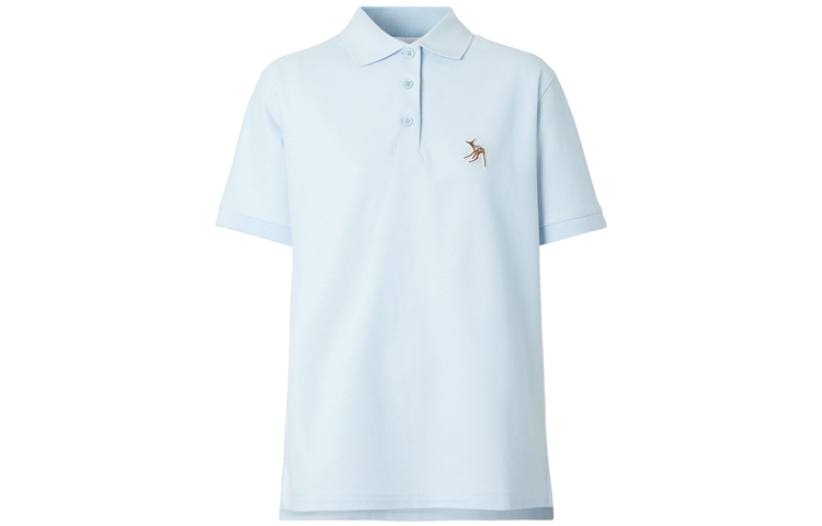 (Women) Burberry Blue Polo Shirt with Reindeer Embroidery Design. 80295741