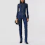Shop (Women) Burberry Blue Stretch Long Sleeve Shirt with Point Collar 45678361