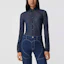 Details for (Women) Burberry Blue Stretch Long Sleeve Shirt with Point Collar 45678361