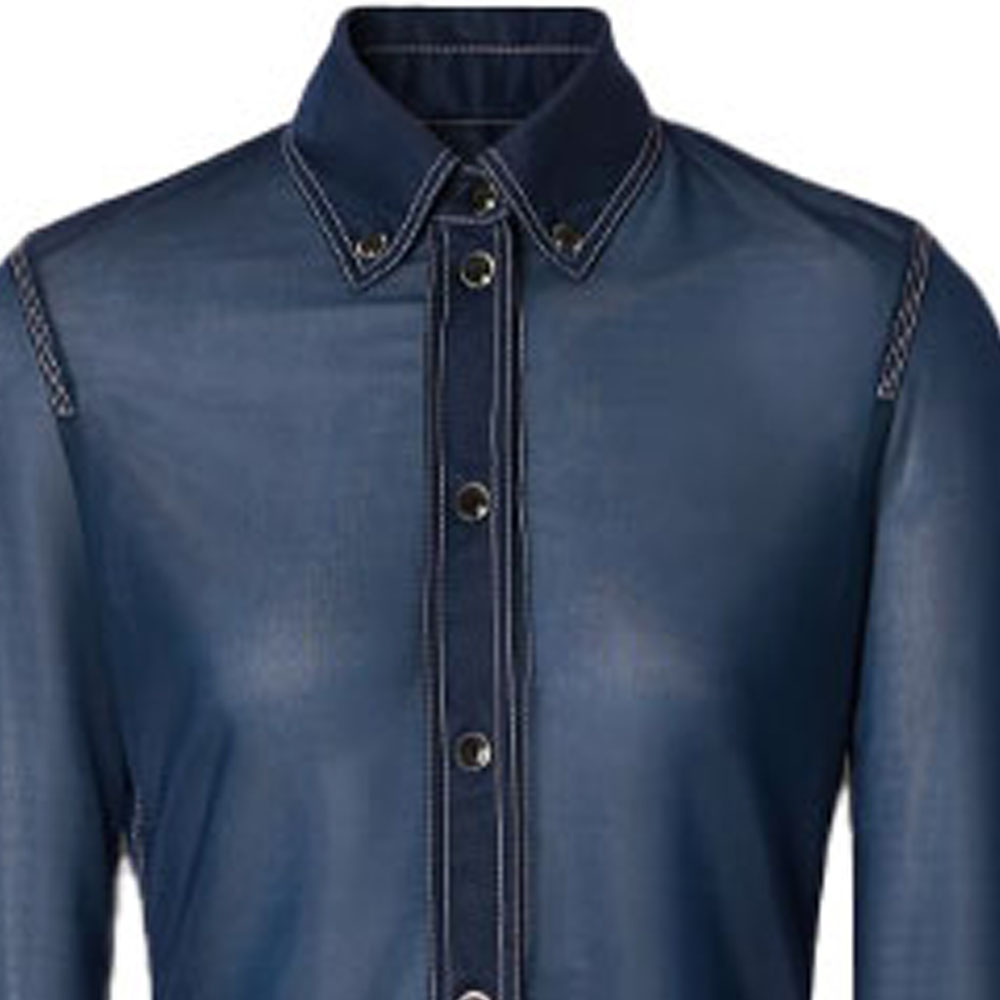 Sizing (W) 巴宝莉蓝色弹力尖领长袖衬衫 45678361