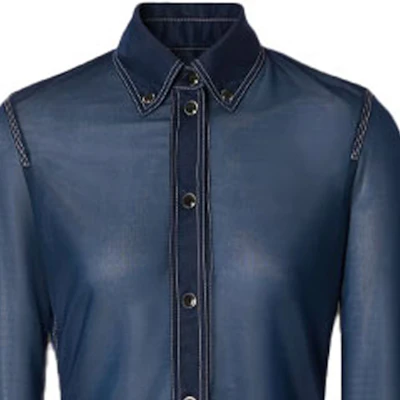(Women) Burberry Blue Stretch Long Sleeve Shirt with Point Collar 45678361 Sizing (Women) Burberry Blue Stretch Long Sleeve Shirt with Point Collar 45678361