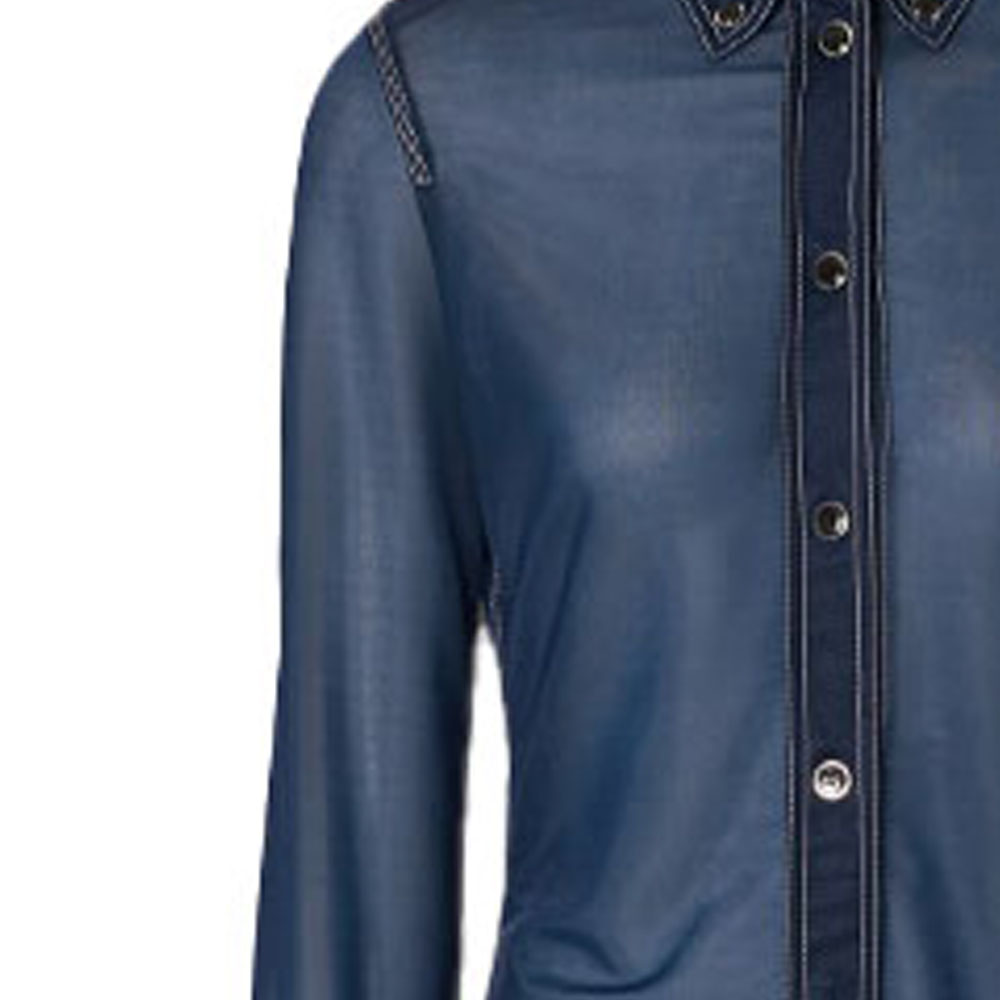 Cheap (W) 巴宝莉蓝色弹力尖领长袖衬衫 45678361