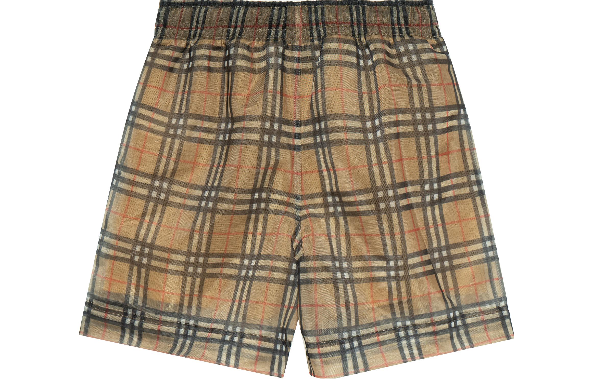 Lookbook (W) Burberry 棕色經典格紋抽繩休閒短褲. 80423641