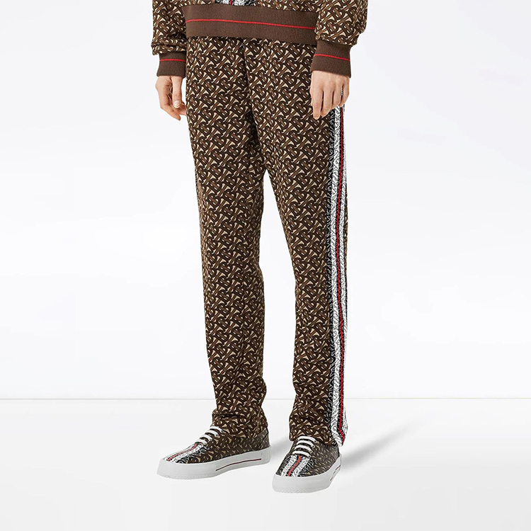 Shop (W) Burberry 棕色秋季休閒長褲附側邊條紋TB印花 80184541