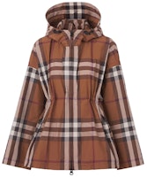 (Women) Burberry Brown Full-Zip Checkered Hooded Jacket 80498041 (Women) Burberry Brown Full-Zip Checkered Hooded Jacket 80498041