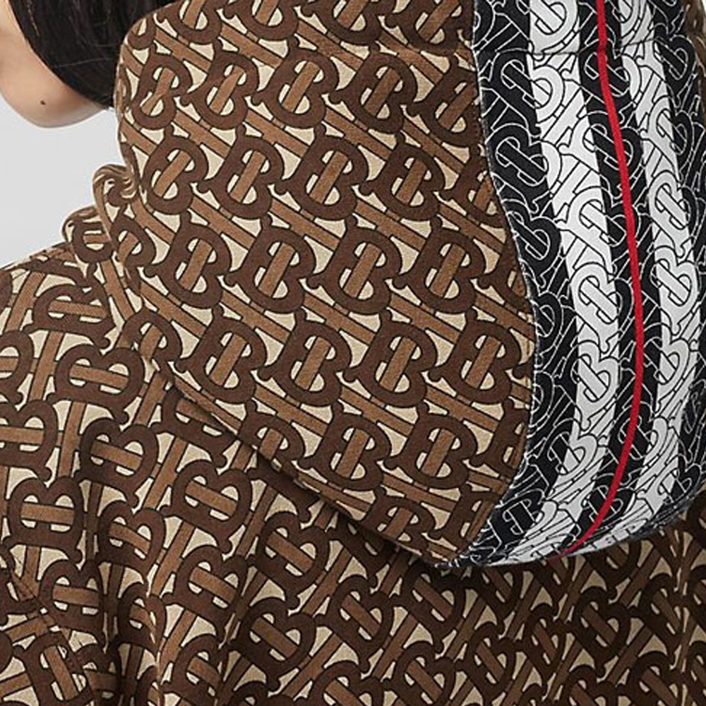 (Women) Burberry Brown Logo Print Striped Cotton Hoodie 80184581 圖 7