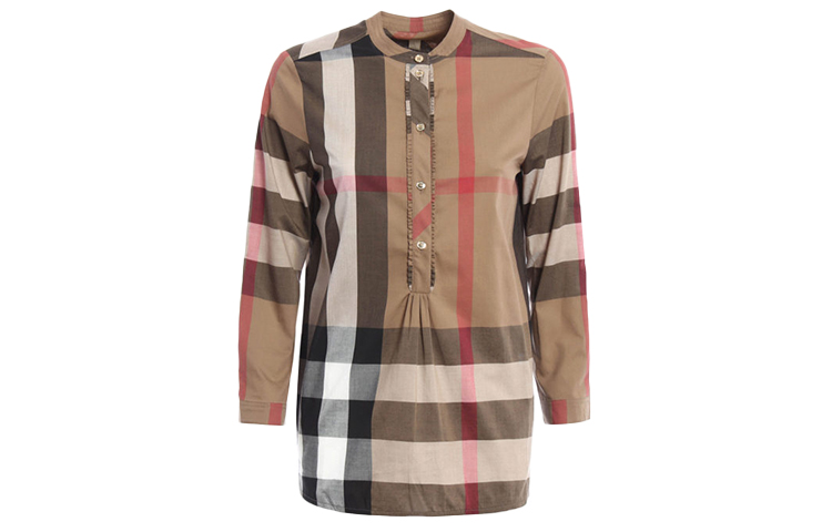 (Women) Burberry Brown Plaid Button-Up Long-Sleeve Shirt 40214501