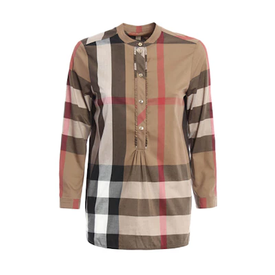 (Women) Burberry Brown Plaid Button-Up Long-Sleeve Shirt 40214501