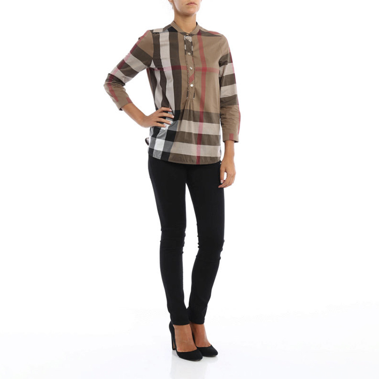 (Women) Burberry Brown Plaid Button-Up Long-Sleeve Shirt 40214501 圖 3