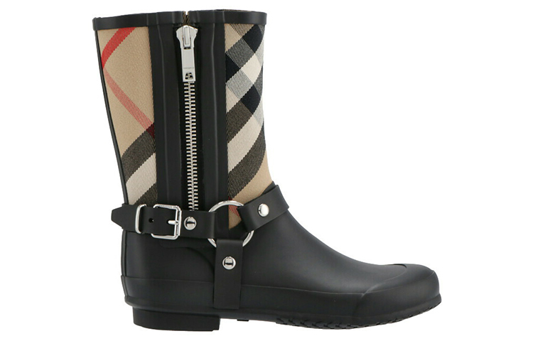 (W) Burberry Buckle Detail Check Ankle Boots 'Black Check' 圖 2