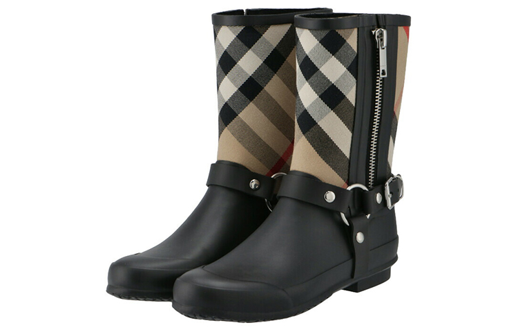 (W) Burberry Buckle Detail Check Ankle Boots 'Black Check' 圖 3