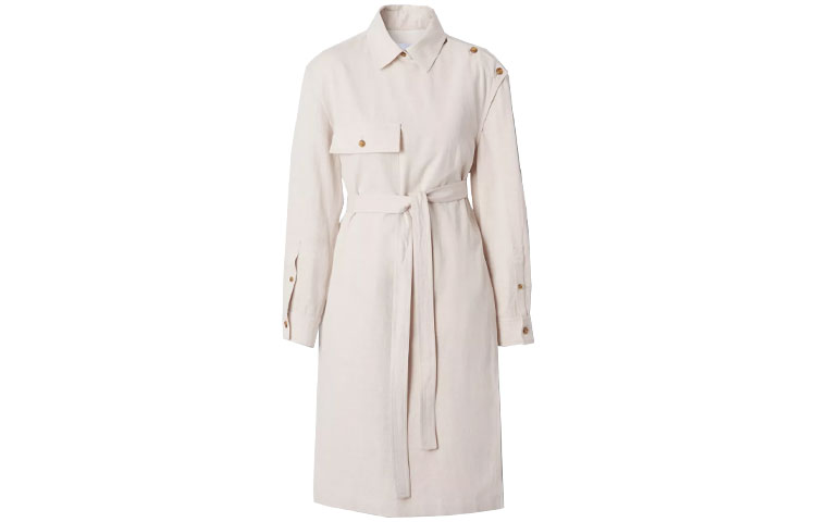 Order (W) 博柏利纽扣装饰A字长袖连衣裙米色 80410811