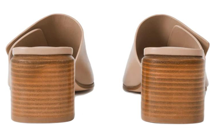 (W) Burberry Calfskin Logo Block Heel Fashion Slide 'Nude' 圖 5
