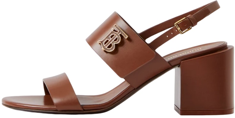 (Women) Burberry Calfskin Logo Block Heel Sandal 'Brown' 80707191 Buy (Women) Burberry Calfskin Logo Block Heel Sandal 'Brown' 80707191