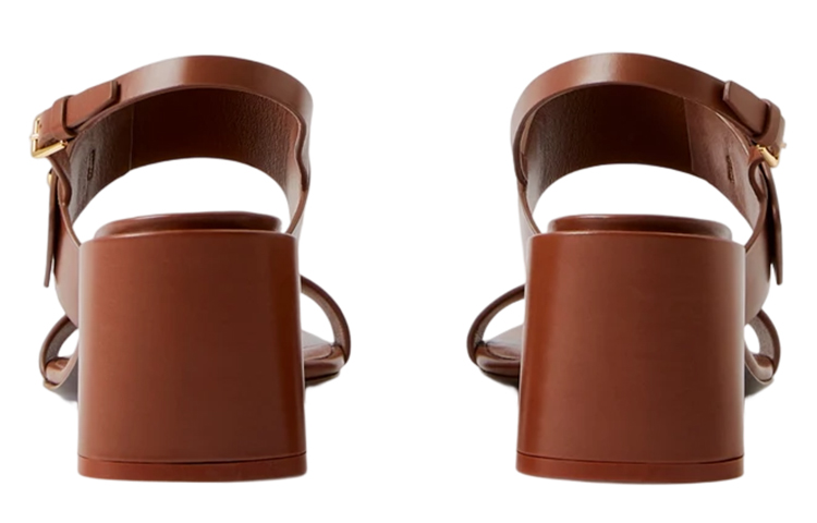 (W) Burberry Calfskin Logo Block Heel Sandal 'Brown' 圖 5