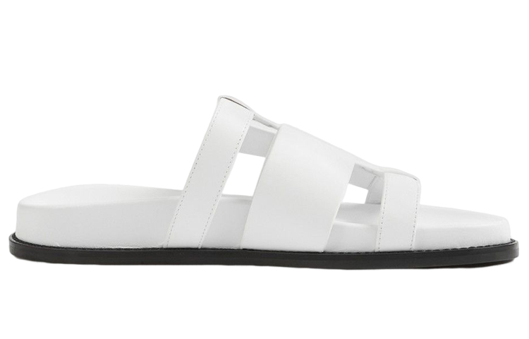 (W) Burberry Calfskin Logo Flat 'White Fashion Slide' 圖 2