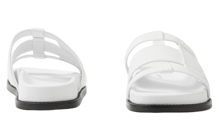 (W) Burberry Calfskin Logo Flat 'White Fashion Slide' 圖 4