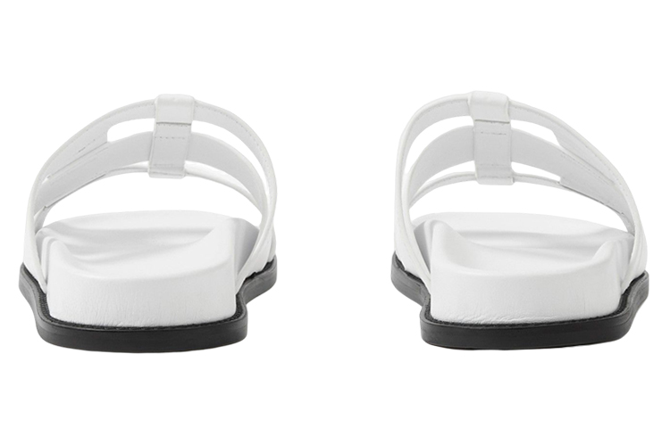 (W) Burberry Calfskin Logo Flat 'White Fashion Slide' 圖 5