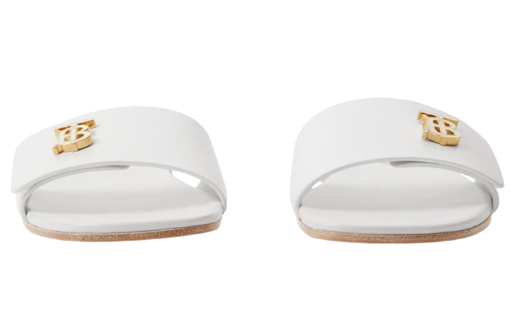 (W) Burberry Calfskin Logo Flat Slide 'White Fashion' 圖 3