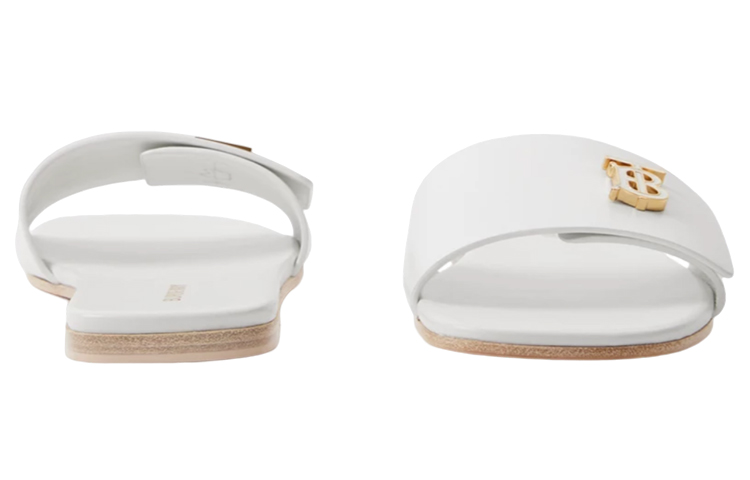 (W) Burberry Calfskin Logo Flat Slide 'White Fashion' 圖 4