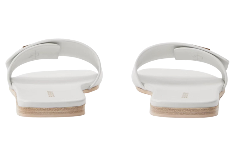 (W) Burberry Calfskin Logo Flat Slide 'White Fashion' 圖 5