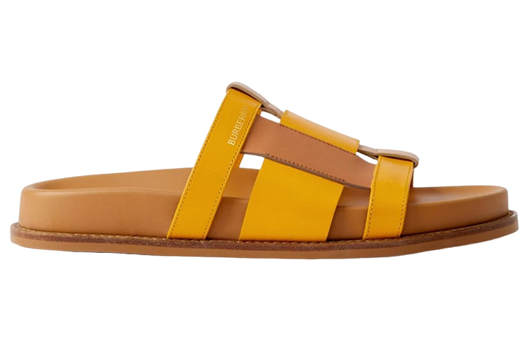 (W) Burberry Calfskin Logo Flat Slide 'Yellow Brown' 圖 2